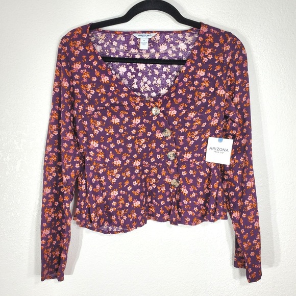 Arizona Jean Co. Tops - Arizona Jean Co. Womens XS Extra Small Top Floral Button-Down Long Sleeve Rayon